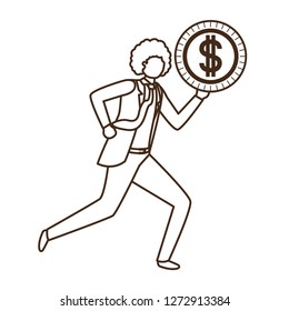 businessman with dollar sign avatar character