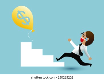 Businessman and dollar sign balloon