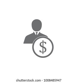 businessman with a dollar sign icon. Simple element illustration. Business icons universal for web and mobile on white background
