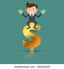 Businessman with dollar - vector illustration