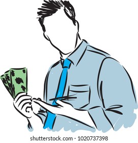 businessman with dollars vector illustration