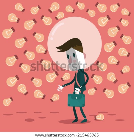 Businessman don't open for another ideas. Egoism and Comfort zone concept. flat vector illustration