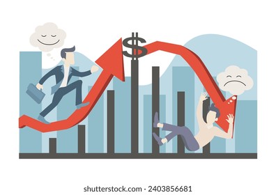 Businessman with up and down graph