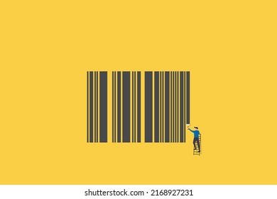 businessman drawing barcodes to Rebuild marketing strategy and create a new look for the company.