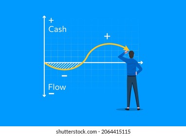 Businessman Drawing Cash Flow Graph Vector Illustration