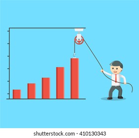 businessman is drawing a graph trunk that rises
