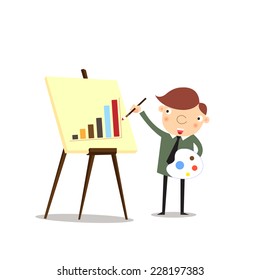 businessman drawing growing graph,vector,illust rator. 
