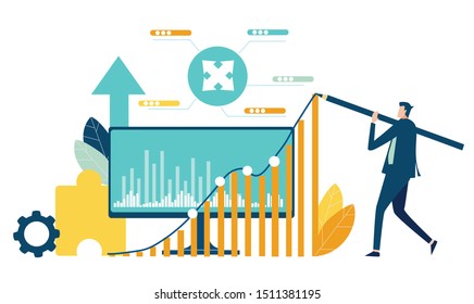 Businessman drawing the progress growth line up as symbol of successful business. Solving problem, achievement and working in progress concept 