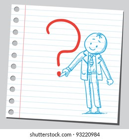 Businessman drawing question mark