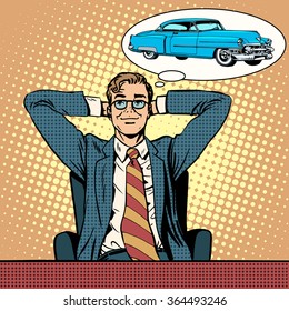 Businessman dreaming about a car