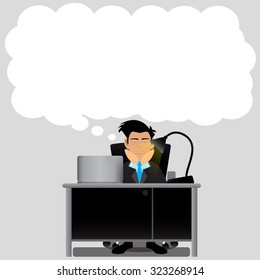Businessman With Dreaming Bubble. Vector Illustration