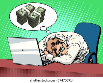 Businessman dreams of money