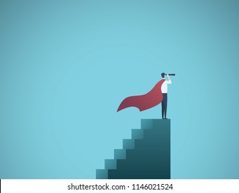 Businessman dressed as superhero vector concept. Symbol of power, strength, leadership, success, vision. Eps10 vector illustration.