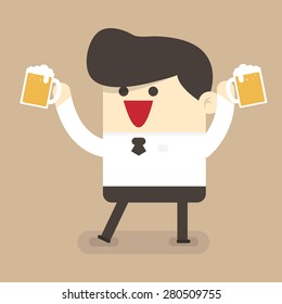 Businessman drink beer
