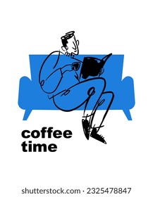 Businessman drinking coffee. business man having coffee break