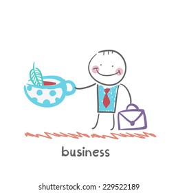 businessman drinking tea