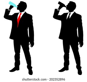 Businessman drinking water, vector