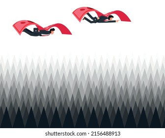 Businessman driven by investment through a crisis. financial crisis and economic recession