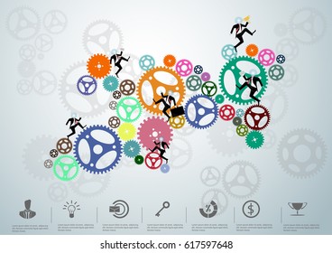Businessman Driven Cog,  Modern design Idea and Concept Vector business illustration Infographic template.
