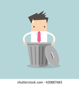 Businessman dropped into trash. vector