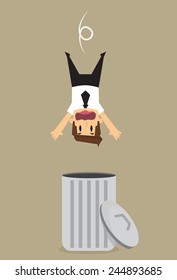 businessman dropped into trashcan.vector