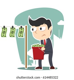businessman drying money