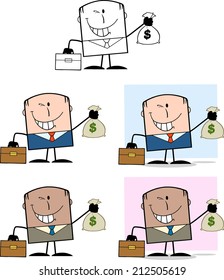 Businessman Dude Cartoon Character 4. Vector Collection Set