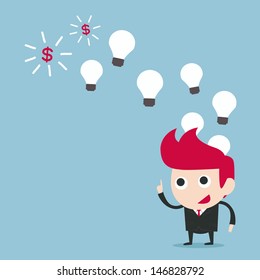 businessman earning money form idea, vector