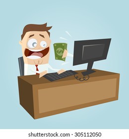 businessman is earning money on computer
