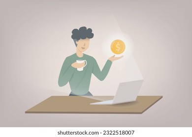 businessman earning money from online job. online business and investment concept.