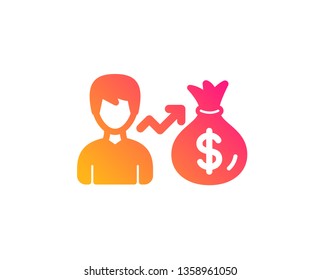 Businessman earnings icon. Dollar money bag sign. Classic flat style. Gradient sallary icon. Vector