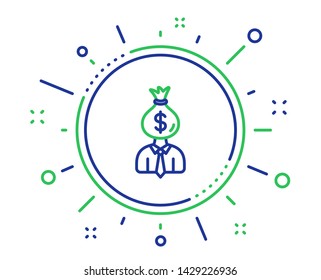 Businessman earnings line icon. Dollar money bag sign. Quality design elements. Technology manager button. Editable stroke. Vector