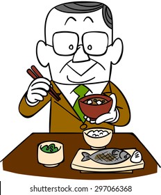 Businessman eating Japanese