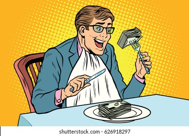 Businessman eating money