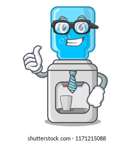 Businessman electric water cooler against the cartoon