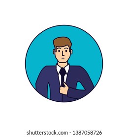 businessman elegant in frame circular