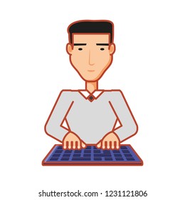 businessman elegant with keyboard