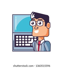businessman elegant with laptop computer