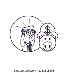 businessman elegant with piggy bank