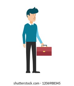 businessman elegant with portfolio avatar character