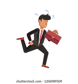businessman elegant running with portfolio