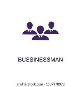 Businessman element in flat simple style on white background. Businessman icon, with text name concept template