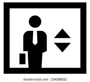 Geschäftsmann im Aufzug Symbol