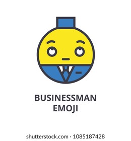 businessman emoji vector line icon, sign, illustration on background, editable strokes
