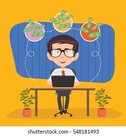 Businessman employee concept design on clean background,vector