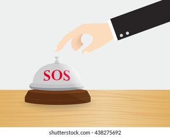 businessman or employee need help ringing sos bell to attract attention