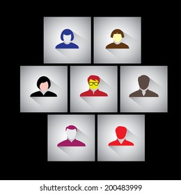 businessman, employees & executives - flat design vector icons. This graphic icons also represents office people, white collar workers, sales & support staff, factory & industrial workers, teachers