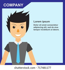 Businessman and Empty background, Showing An Copy Space, Business Man Presentation or Advertising Concept Flat, Vector illustration EPS10.