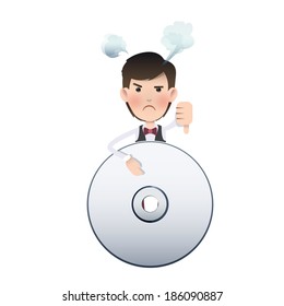 Businessman with empty Cd. Vector design. 