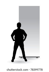 Businessman with empty roll up